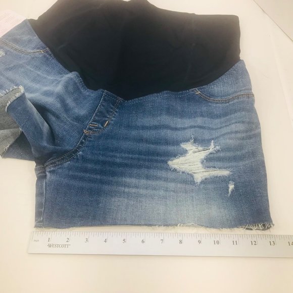 Isabel Maternity Women's Size 14 Crossover Panel Blue Denim Midi Short New - Picture 9 of 16